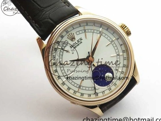 1229 Cellini 50535 Moonphase RG GMF Best Edition White Dial on Brown Leather Strap A Lightweight 2634